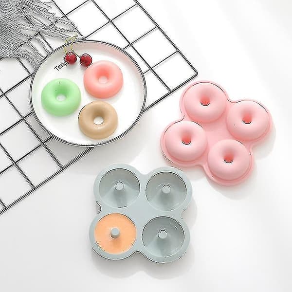 Silikon Donut Bakeform 4 Hulrom Doughnut Maker Form Silikon Bakebrett Non Stick Doughnut Form  [dB} blue