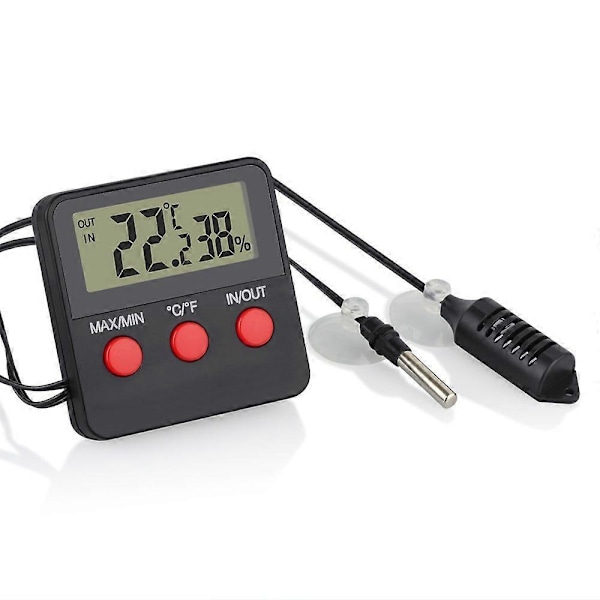 Digital Reptil Hygrometer Termometer, Afstandsmåling af Luftfugtighed og Temperatur - Også Velegnet [DB]