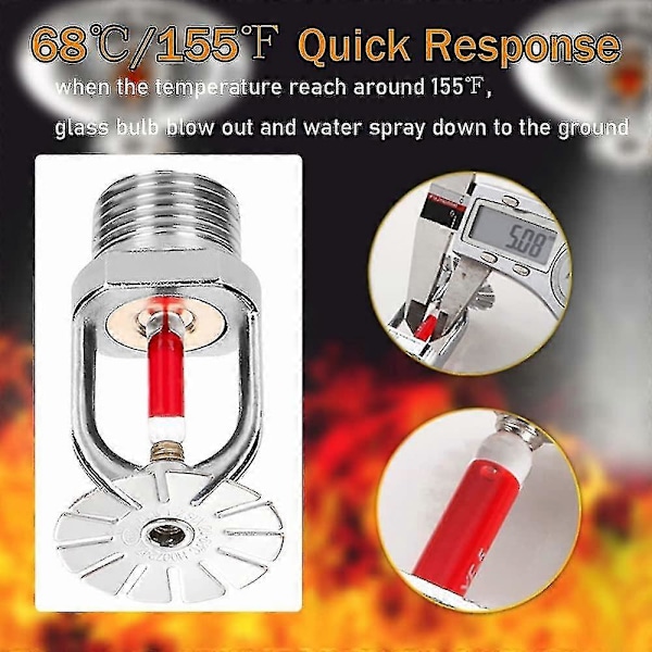 5 stk. Sprinkler 3/4 Tommer Hængende Type 155 Ned 68 Sprinkler 3/4\" Npt Til Husbygning db