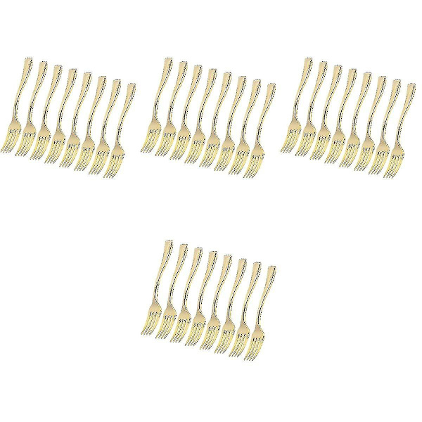 120 st Engångs Mini-gafflar Frukt Dessert Pudding Gafflar Festtillbehör För Restaurang Ktv (guld) [DB] 96 pcs
