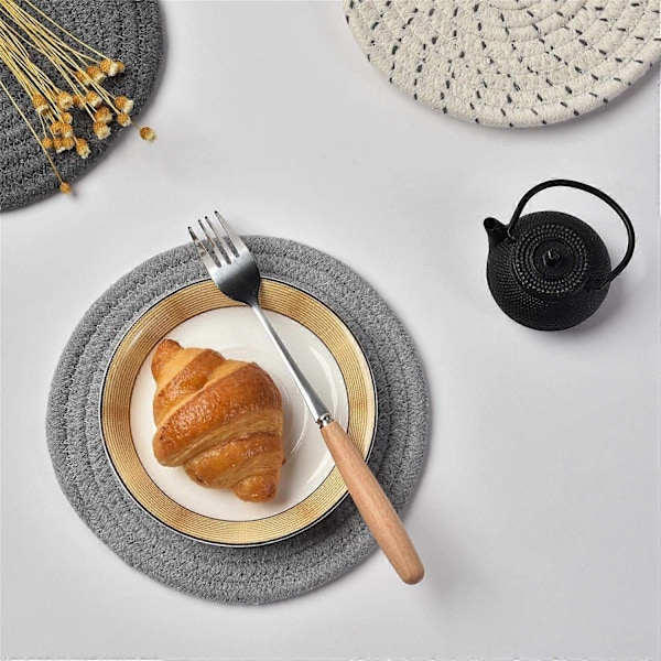 Grytlappar Set Trådväv Varma Grytlappar Set (Set om 3) Stilrena Underlägg, Värmeunderlägg, Skedstöd För Matlagning och Bakning Diameter 18 cm db
