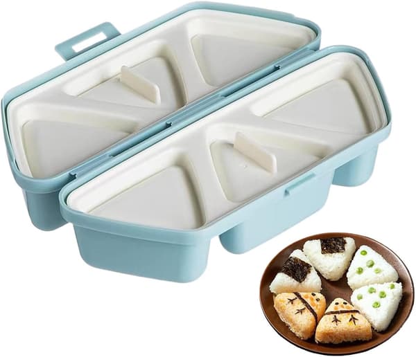 Sushiform, 6-håls non-stick köksredskap, triangulär risbollsform, hållbar bärbar stil, för hem, skola, kontor, picknick, camping, Tr[DB] Sky Blue