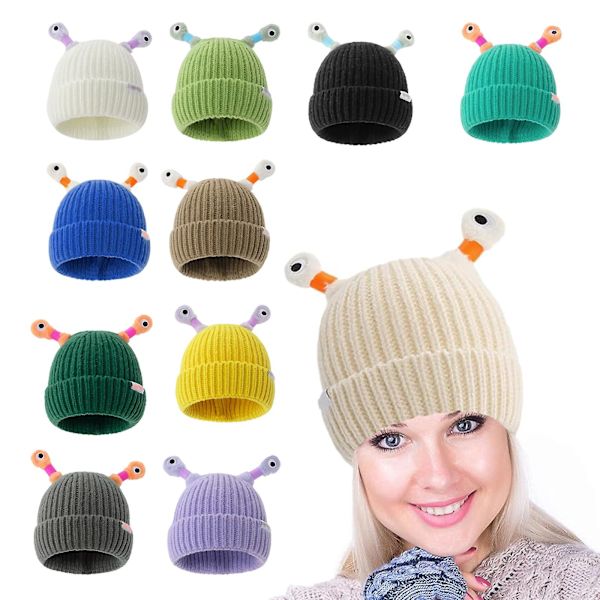 Monster Tentacle-hatt, Söt Ljusande Liten Monster Stickad Hatt, Vinter Förälder-barn Söt Ljusande Liten Monster Hatt [DB] Black
