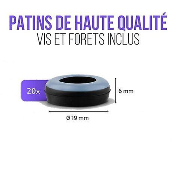 20x Teflon huonekaluliukua ruuveilla - ? 19 mm (pyöreä) - PTFE huonekaluliukua/liuku [DB]