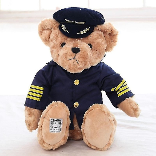 22-40cm Sød Pilot Teddybjørn Plys Legetøj Høj Kvalitet Kaptajn Bjørn Plysdukker Kawaii Baby Blød Stu db A 30CM