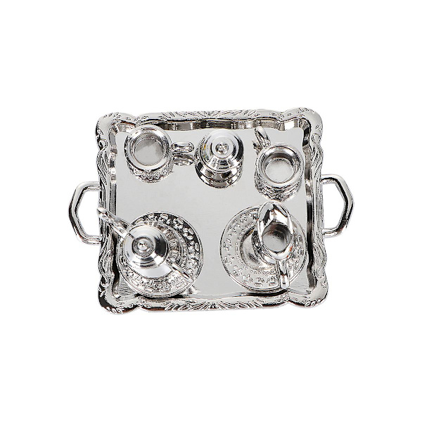 Husprylar Dockhusdekor Dockhus Teservis Dockhus Tillbehör Hushållsprylar Dockhus Vardagsrum Db Silver 5X6.5cm