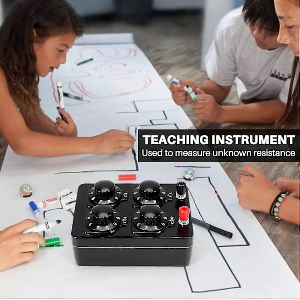 0-9999 Ohm Simpel Modstandskasse Præcisions Variabel Dekaderesistance Undervisningsinstrument DB black