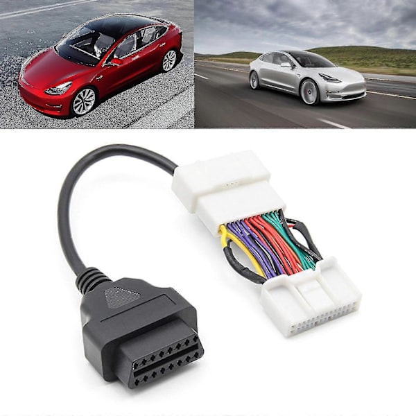 För Tesla - Model 3 Y Connector Adapter OBD till OBD2 16-stifts Bilskannerverktygskabel -db