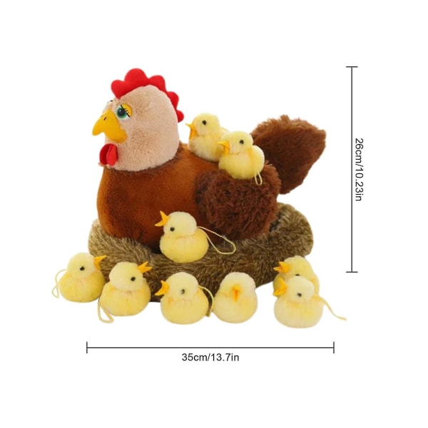 12 kpl / set Chicken Pehmolelu Chicken Coop -lasten kanssa Pehmeät täytetyt eläinnukke pääsiäislahjat [DB] brown