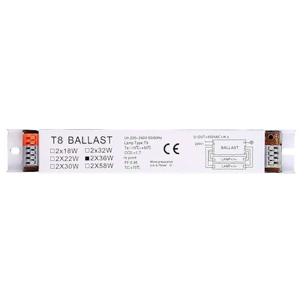 2x36W Bredspennings T8 Tilpassbar Elektronisk Fluorescerende Lampe Forkobling Holdbar db