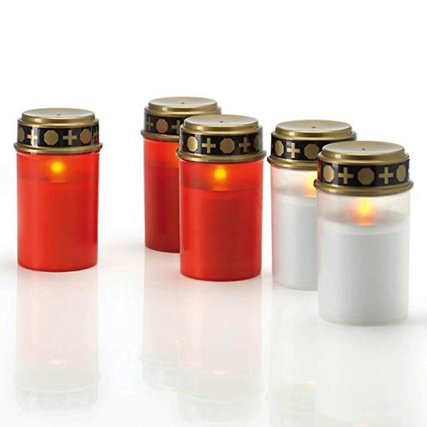 2 stk. utendørs gravlys, vanntett, solcelledrevet elektrisk lys, Jikaix Red with Ground Insertion