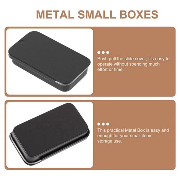 20 stk Mini Metal Box Rotatetop Containere Rektangulær Æske Til Slik Smykker Håndværk Piller (sort)