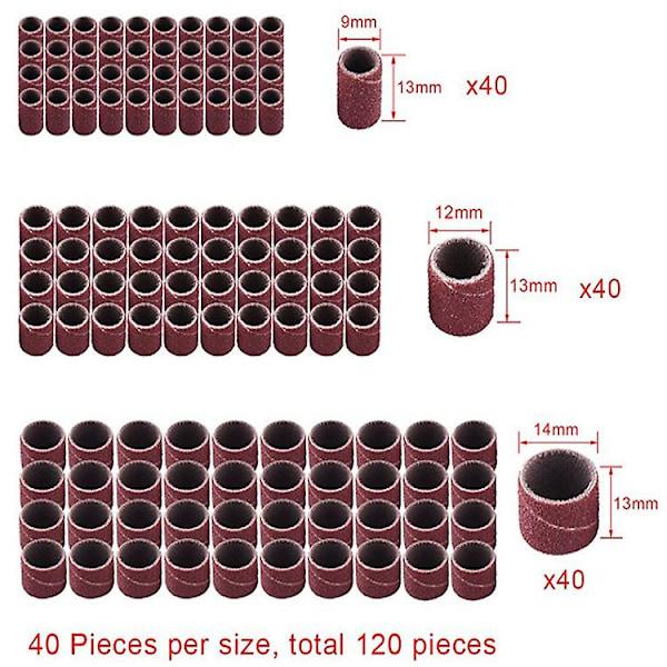 120 Delar Slipphylsor Set, Trumslippapper Set Inklusive 126 Slippapper Bälten 6 Delar Sliptrumma För Dremel Vridverktygsuperma [Db]