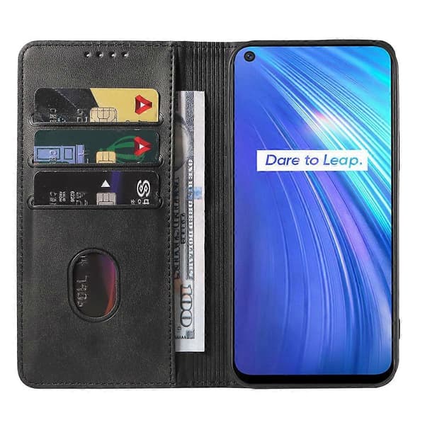 Magnetiskt läderfodral för Realme 6 [DB] Black