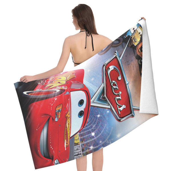 v34 Lightning McQueen Strandhanddukar Snabbtorkande Mikrofiber Mjuk och Absorberande Badhandduk Utomhusresor Stor Strandhandduk för Vuxna [Db]