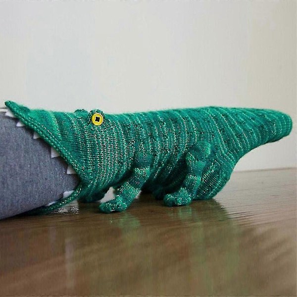 Unisex Jule-Strikket Krokodillehode Sokker Morsomme Varme Midt-Kalv Sokker db Crocodile