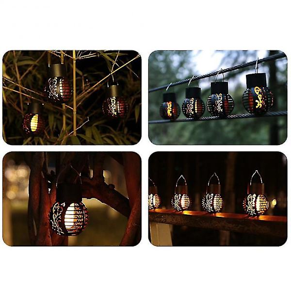 5 kpl LED-aurinkovaloja, ulkotiloihin vedenpitävä välkkyvä liekkiefekti pallo aurinkoriipuslyhty maisema sisustus puutarhaan  [dB}