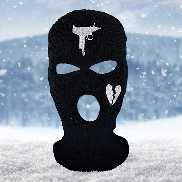 Unisex Broderet Balaclava Strikket Fuldt Ansigt Dækning Ski Maske Til Løb Ski Cykling {Db} Pink