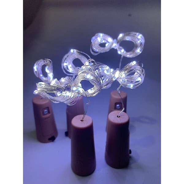 10 st 2 LED-vinflaskkork-fairysträngbatterilampor Bröllopsdekoration [DB] Warm white Warm white