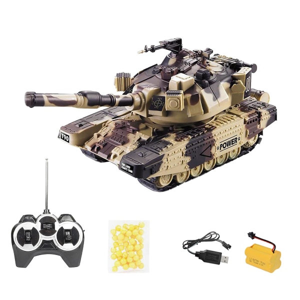 Black Friday 2023 1:32 Military War Remote Tank Tung Stor interaktiv fjernbetjening legetøjsbil med kugler 2. juledag [DB] D
