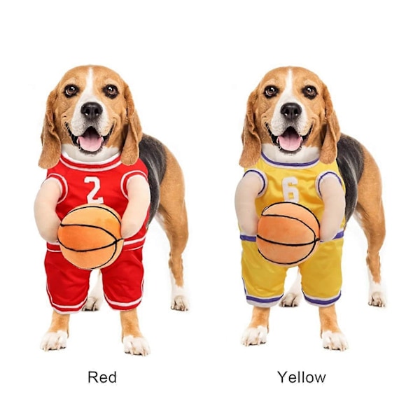Hundekostume Basketballspiller med Bold Hvalpe Basketball Kostume Holder Bold {db} Red M