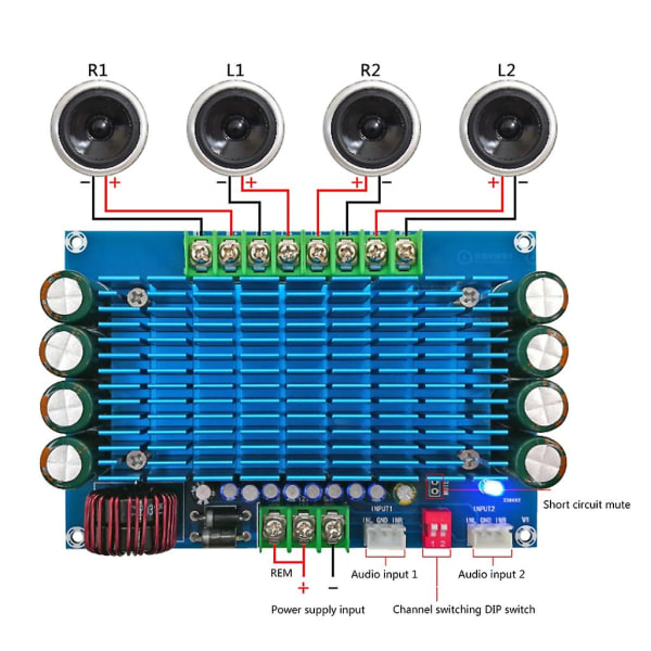 Kompakt 12v High Power 4-kanals billydsamplifier Board Støjreduktion for klar stabil musikudgang Xh-m180 Tda7850