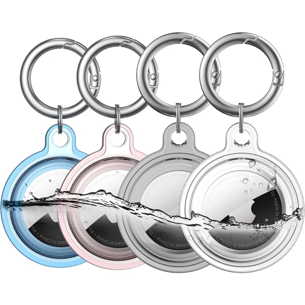 Vattentät hållare, 4-pack Apple AirTag nyckelring, AirTag cover för hundhalsband, bagage, nycklar