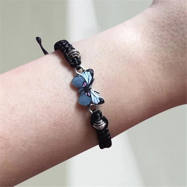 Butterfly Charm Armbånd: Håndlagde flettede Tau Charms for kvinner og jenter