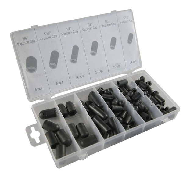 80 stk. Vakuumhætter Assorteret Slangehætter Kit 5/32\" Til 3/8\" 6 Størrelser Db