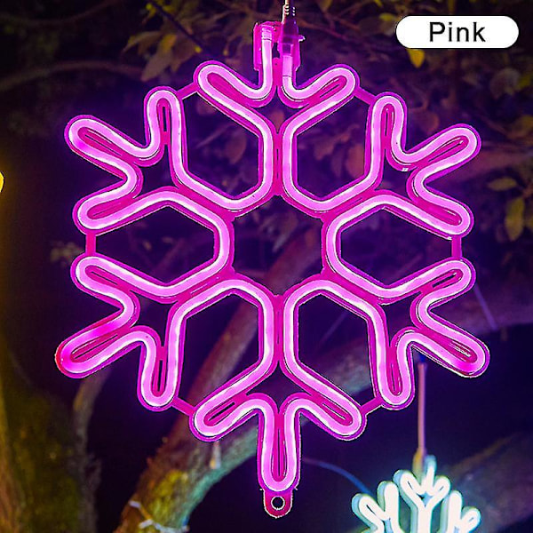 40cm Stor Snöflinga Stränglampa Utomhus Snöflinga Led Hängande Lampa Bakgård {DB} Pink