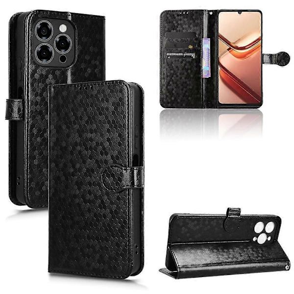 Honeycomb Dot Textur Läder Telefonfodral För Doogee Note 58 / Note 58 Pro [DB] Black