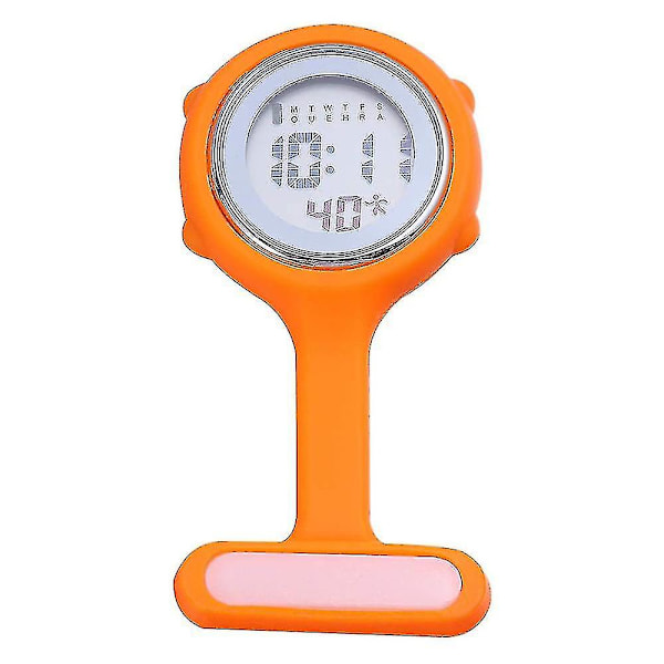 Elektronisk Multifunktionel Sygeplejerske Ur Silikon Sygeplejerske Ur Lysende Alarm Kronograf Digital Bryst Ur db Orange