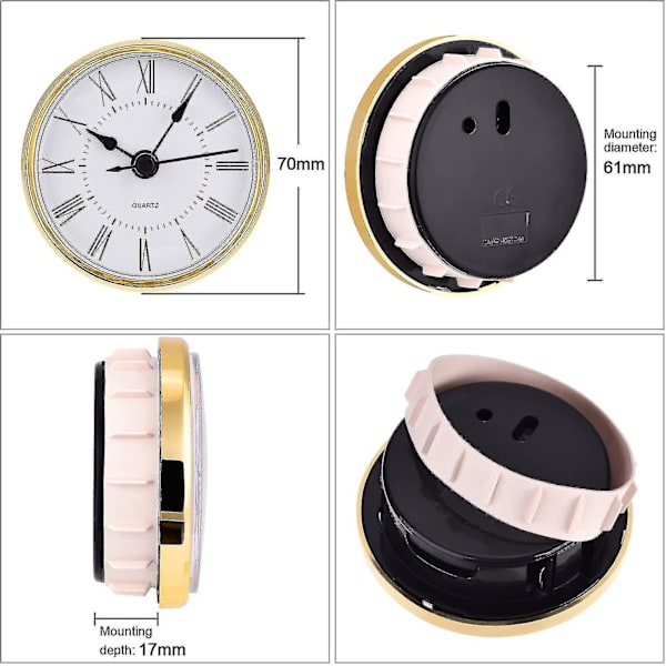 2,8 tuuman (70 mm) roomalaisin numeroin varustettu kvartsikellon sisäosa kultaisella reunuksella -cdsx  [dB}