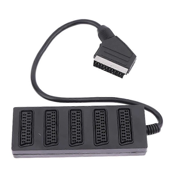21-stifts Scart 5-vägsdelare 21p Scart hane till 5 honadapterkontakt 5-vägs Scart en delare Int [DB] Black