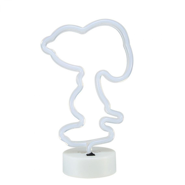 Snoopy Neonljusskyltar Varm LED Neon Konst Dekorativ Bordslampa Barnrum Födelsedagsfestljus(vit) [DB]