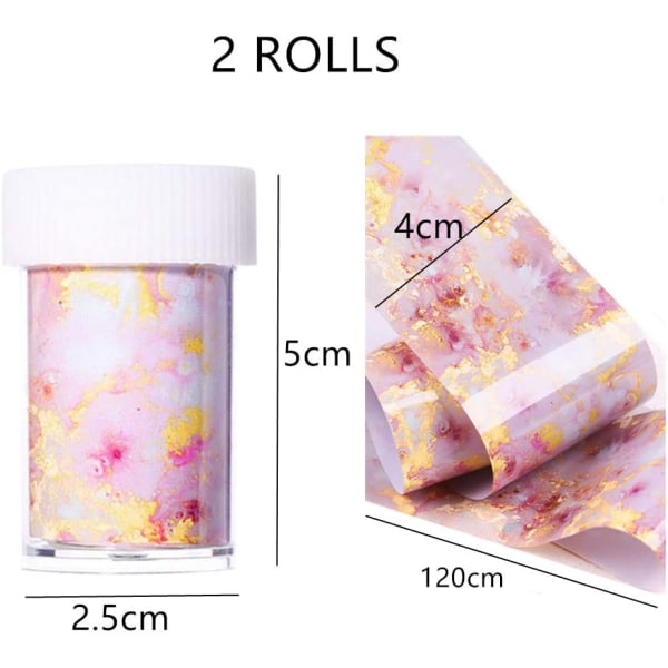 2 Rolls Marble Series Nail Foils Nail Art Transfer Stickers Psychedelic Sky Series Negledekorasjon