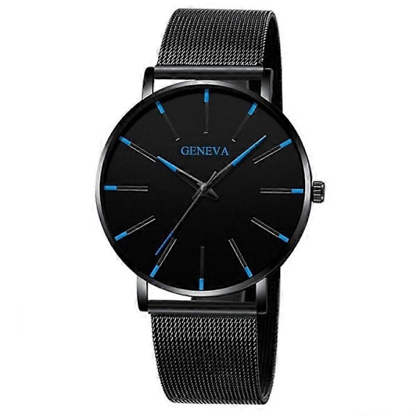 GENEVA Herr Quartz Klocka Mode Casual Armbandsur med Rostfritt Stålarmband [DB] Multicolor Style A