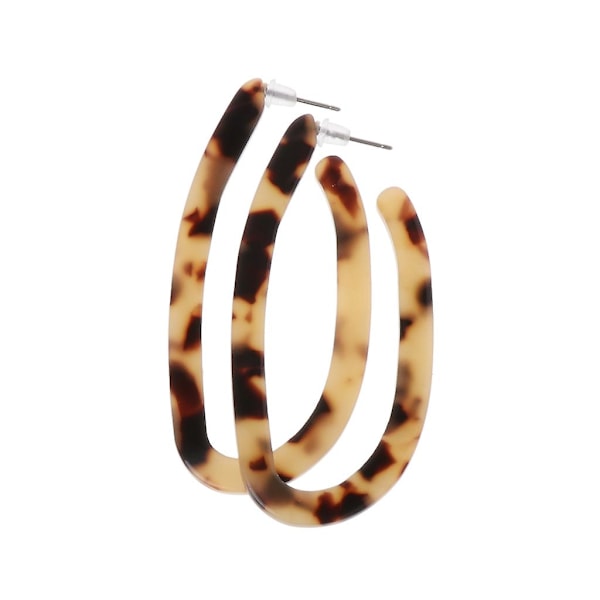 Leopard Örhängen Acetat Örhängen Geometriska Ovala Bruna Akryl Dropp Örhängen [DB] Black