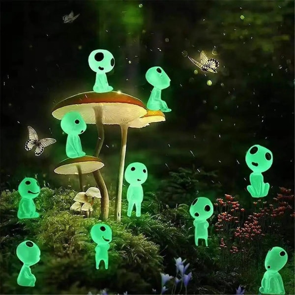 Lysende tre Spirits Figurer Fairy Hage Mini Landskap Ornament Utendørs Glødende I Mørk Miniatur