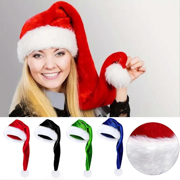 Jultomteluva Lång Sammetsjultomteluva Vintervarm Kostym Julpartytillbehör för Cosplayfester Scenframträdanden [DB] Green S