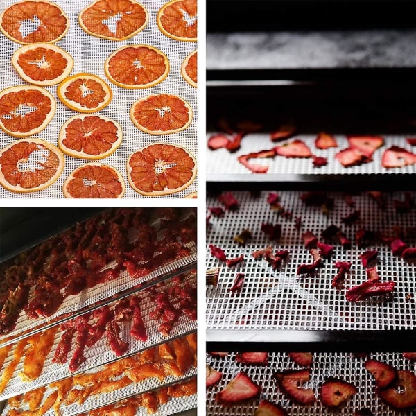 Non-stick silikon dehydratorark, fruktdehydratormatter gjenbrukbare dampkokermatte nettark for Frui