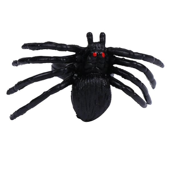 Halloween plastikringe DIY festlegetøj sort edderkoppeform til børn og voksne 20 stk[DB]