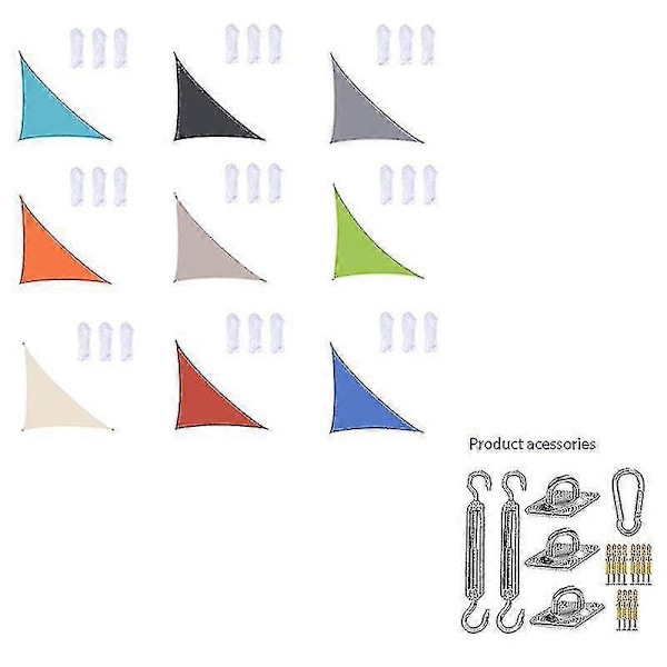 Vedenkestävä Auringonvarjo Purje Kolmio - 3x3x4.3m/4x4x5.7m/5x5x7.1m - Puutarha Patio Ulkovarjo Katokset DB Accessory Fixing Kit 4x4x5.7m