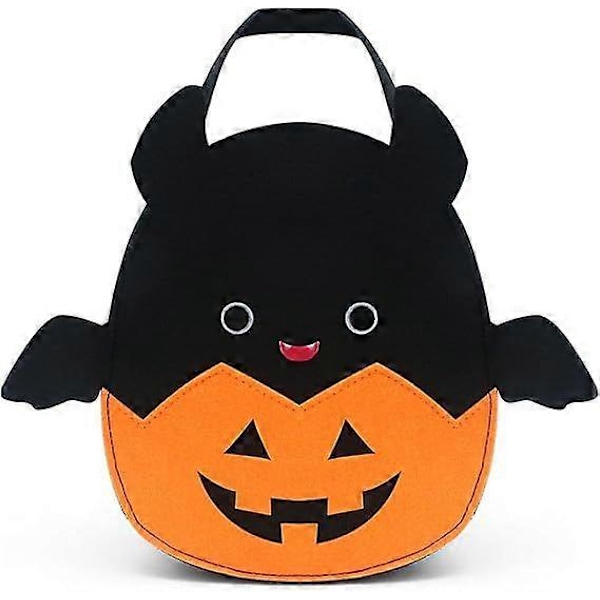 Halloween Godisväskor, Söt Fladdermus Pumpa Godis Hink Tygkasse, Mångsidig Återanvändbar Filtväska Korg för Party Favörer Presentpåsar db