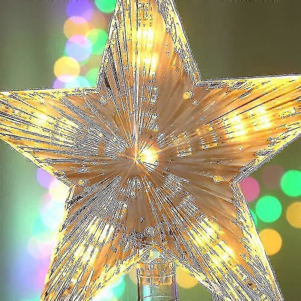 Julgrans Topp Med 10 LED-lampor Med Strömkabel - Upplyst Julgrans Topp I Varmvitt - Julgransstjärna Topp [DB]