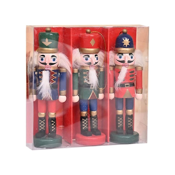 3 st julnötknäppare prydnader trä stående soldat figurin hem dekor [DB]