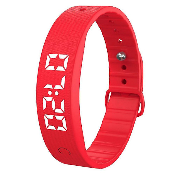 Smart armbånd med vibrerende alarm, søvnovervågning digitalt display elektrisk ur (rød) [DB] Multicolor Red