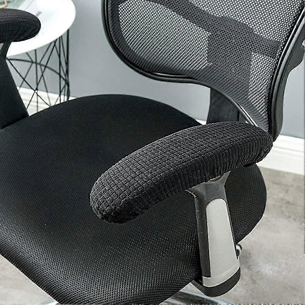 Kontorstol Armlenestol Trekk, 1 par Elastiske Armlenestol Trekk Avtakbare Kontorstol Armlenestolputer Trekk, Armlenestolputer Db Black
