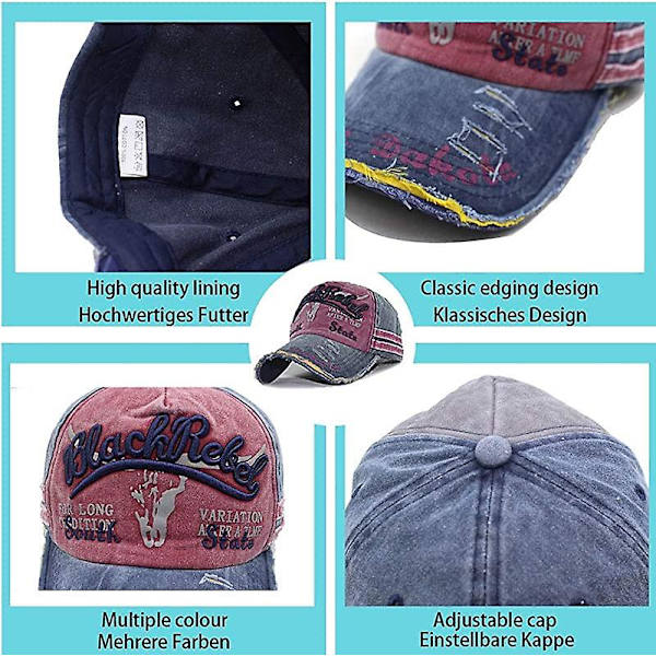 Unisex Retro Baseball Cap Bomuldsblandet Motorcykel Cap Justerbar [db]