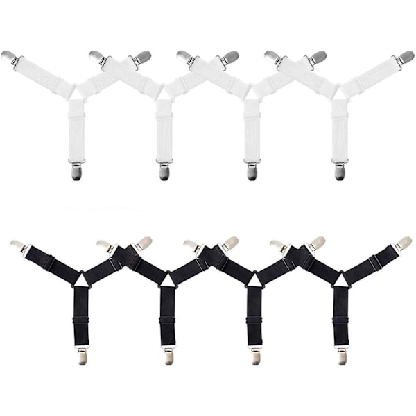 Ny produkt, 8 st sänglakanhållare, 2 set justerbara lakanfästen hängslen clips elastiska för sängkläder [db]
